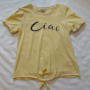 NWT Tribal Yellow & White Striped Tee